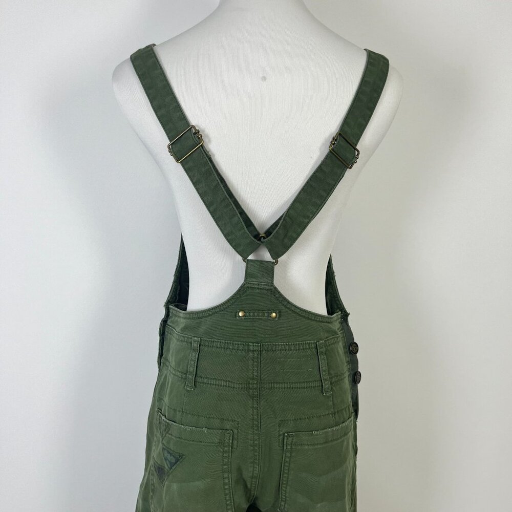 NWOT Anthropologie Pilcro Wanderer Patchwork Overalls Size 29 Green Cotton Blend - Picture 10 of 14